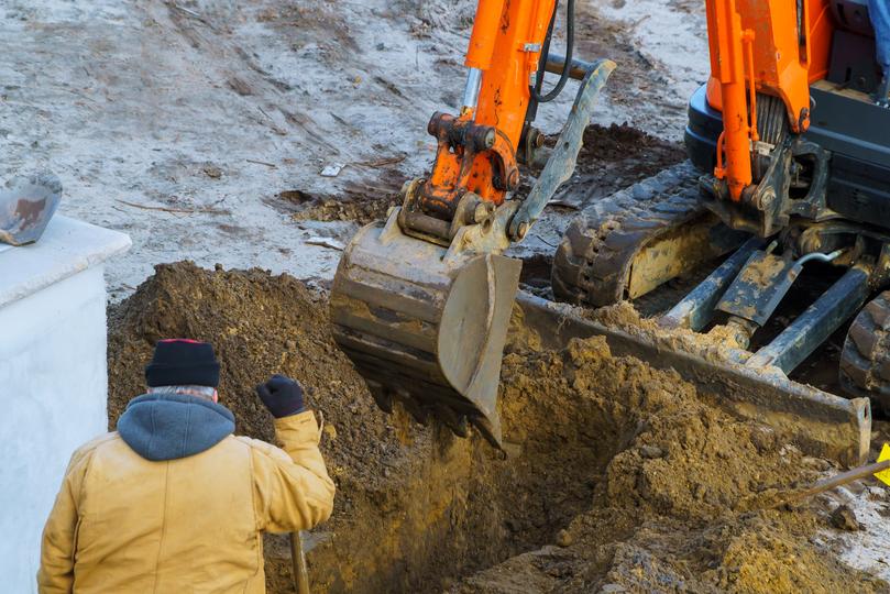 Excavator on a construction site