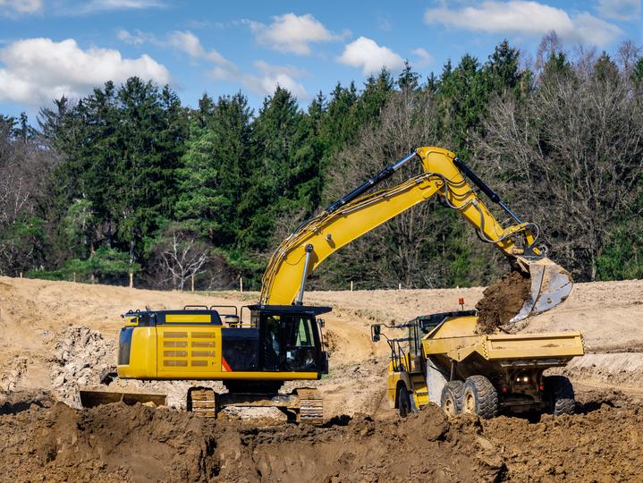 Excavator on a construction site